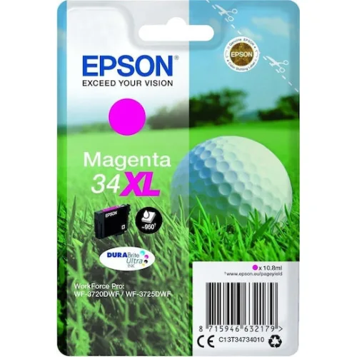 Epson 34XL Γνήσιο Μελάνι Εκτυπωτή InkJet Ματζέντα (C13T34734010)