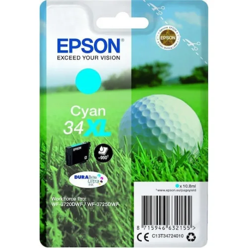 Epson Durabrite Γνήσιο Μελάνι Εκτυπωτή InkJet Κυανό (C13T34724010)