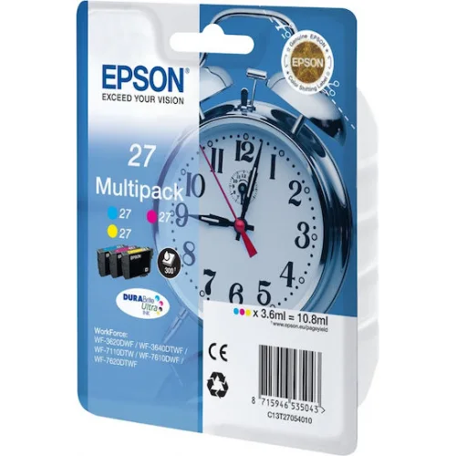 Epson 27 Γνήσιο Πακέτο 3 Μελανιών Εκτυπωτή InkJet Κίτρινο / Κυανό / Ματζέντα (C13T27054010 C13T27054012)