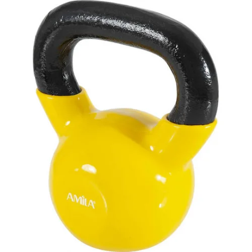 AMILA Kettlebell Βινυλίου 8kg Κίτρινο