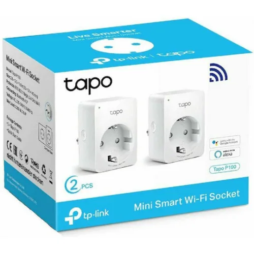 TP-LINK Tapo P100 v1 Smart Μονόπριζο με Διακόπτη 2τμχ