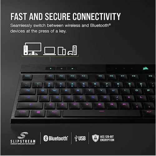 Corsair K100 Air Ασύρματο Gaming Μηχανικό Πληκτρολόγιο με Cherry MX Ultra Low Profile διακόπτες και RGB φωτισμό (Αγγλικό US)