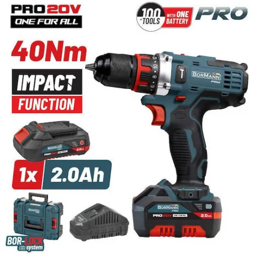 Bormann BBP5446X2 Κρουστικό Δραπανοκατσάβιδο Μπαταρίας 20V 1x2Ah