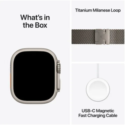 Apple Watch Ultra 3 Titanium 49mm Αδιάβροχο με eSIM και Παλμογράφο (Natural Titanium Case with Natural Titanium Milanese Loop - Large)