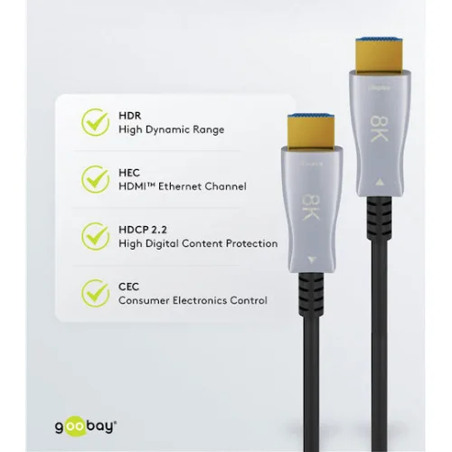 GOOBAY καλώδιο HDMI 2.1 65560 με Ethernet, AOC, 8K/60Hz, 48 Gbps, 30m, μαύρο