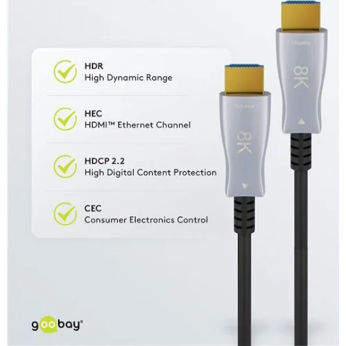 GOOBAY καλώδιο HDMI 2.1 65560 με Ethernet, AOC, 8K/60Hz, 48 Gbps, 30m, μαύρο