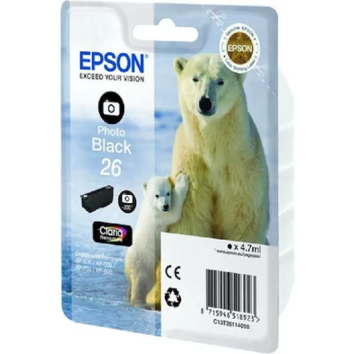 Epson 26XL Γνήσιο Μελάνι Εκτυπωτή InkJet Photo Μαύρο (C13T26314010 C13T26314012)