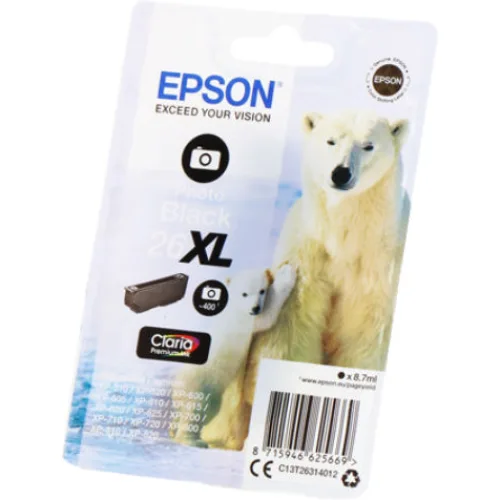 Epson 26XL Γνήσιο Μελάνι Εκτυπωτή InkJet Photo Μαύρο (C13T26314010 C13T26314012)