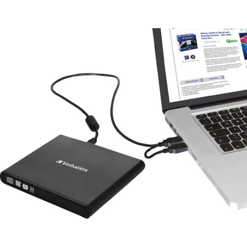 Verbatim Εξωτερικός Οδηγός Εγγραφής/Ανάγνωσης DVD για Laptop / Desktop Μαύρο