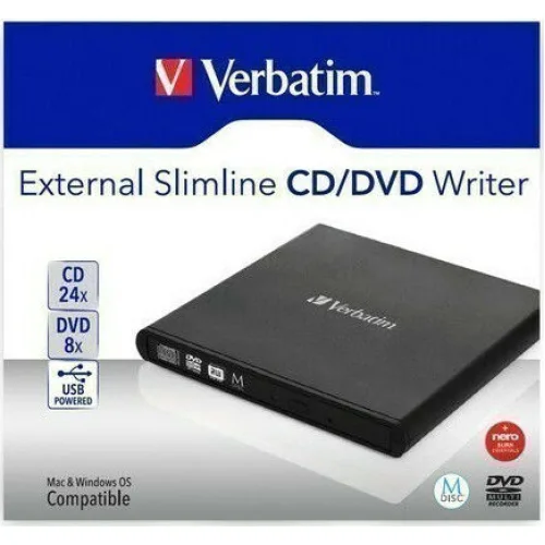 Verbatim Εξωτερικός Οδηγός Εγγραφής/Ανάγνωσης DVD για Laptop / Desktop Μαύρο