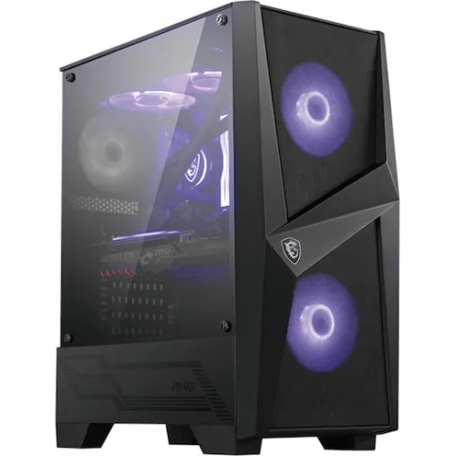MSI PC CHASSIS MAG FORGE 100M BLACK, MIDI TOWER ATX, RGB LIGHTING, W/O PSU, Front: 2x 120mm RGB Fan, Rear: 1x 120mm Fan, 2YW
