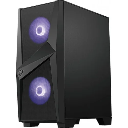 MSI PC CHASSIS MAG FORGE 100M BLACK, MIDI TOWER ATX, RGB LIGHTING, W/O PSU, Front: 2x 120mm RGB Fan, Rear: 1x 120mm Fan, 2YW