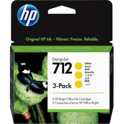 HP 712 Γνήσιο Πακέτο 3 Μελανιών Εκτυπωτή InkJet Κίτρινο (3ED79A)