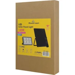 Powertech Στεγανός Ηλιακός Προβολέας LED 120W Φυσικό Λευκό 4000K με Αισθητήρα Κίνησης και Τηλεχειριστήριο IP66
