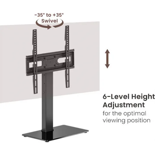 Powertech PT-1445 Επιτραπέζια Βάση Τηλεόρασης έως 65" και 40kg Ασημί