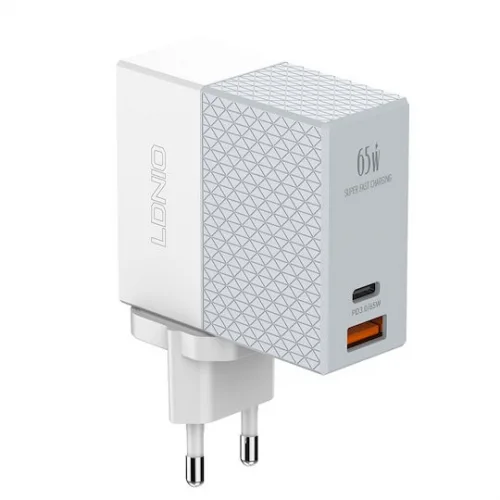 Ldnio Φορτιστής με Θύρα USB-A και Θύρα USB-C και Καλώδιο USB-C 65W Power Delivery / Quick Charge 3.0 Λευκός (A2620C)