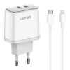 Ldnio Φορτιστής με 2 Θύρες USB-C και Καλώδιο USB-C - Lightning 35W Power Delivery Λευκός (A2528M)