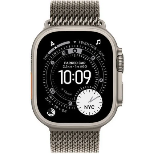 Apple Watch Ultra 3 Titanium 49mm Αδιάβροχο με eSIM και Παλμογράφο (Natural Titanium Case with Natural Titanium Milanese Loop - Medium)
