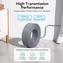 Vention Direct Attach Copper Cat.5e Καλώδιο Δικτύου Ethernet 305m Γκρι 1τμχ