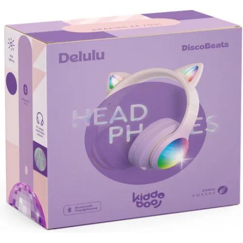 Kiddoboo Delulu Ασύρματα Bluetooth Over Ear Ακουστικά με 8 ώρες Λειτουργίας Ροζ