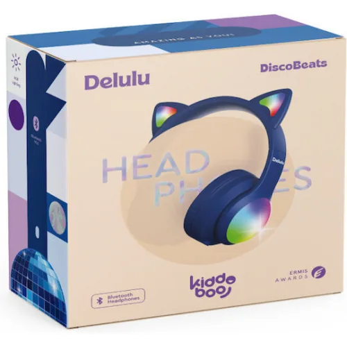 Kiddoboo Delulu Ασύρματα Bluetooth Over Ear Ακουστικά με 8 ώρες Λειτουργίας Μπλε