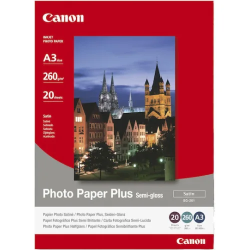 Canon SG-201 Φωτογραφικό Χαρτί Plus A3 260gr/m² για Εκτυπωτές Inkjet 20 Φύλλα