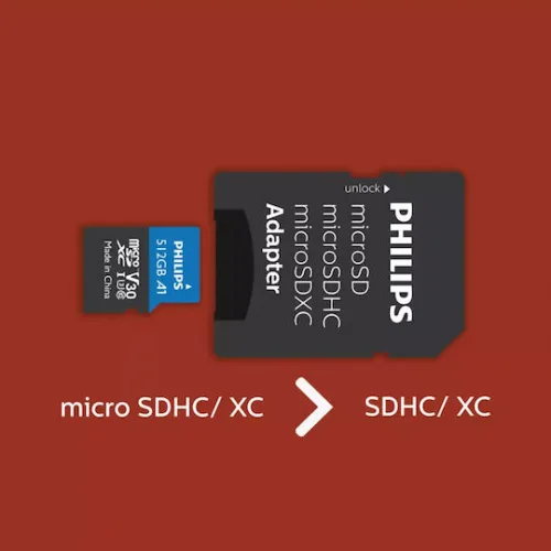 Philips Ultra Pro microSDXC 512GB Class 10 U3 UHS-I με αντάπτορα