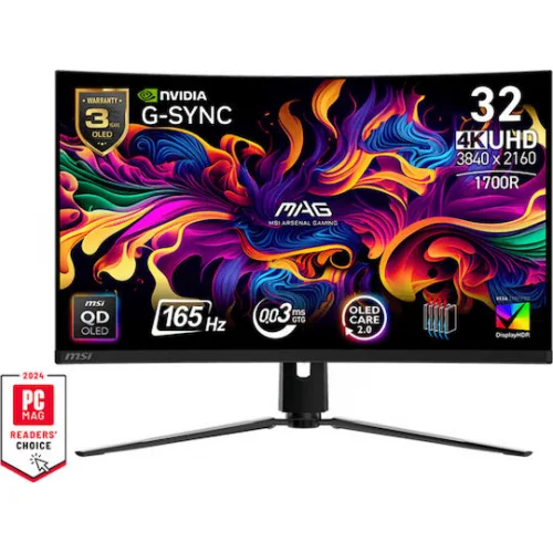 MSI MAG 321CUP QD-OLED HDR Curved Monitor 31.5" 4K 3840x2160 165Hz με Χρόνο Απόκρισης 0.03ms GTG