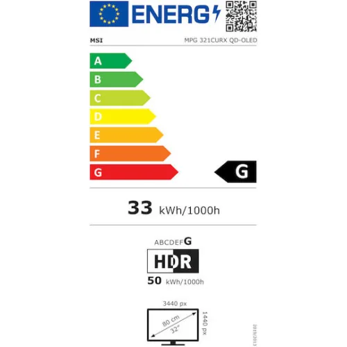 MSI MPG 321CURX QD-OLED QD-OLED HDR Curved Gaming Monitor 31.5" 4K 3840x2160 240Hz με Χρόνο Απόκρισης 0.03ms GTG