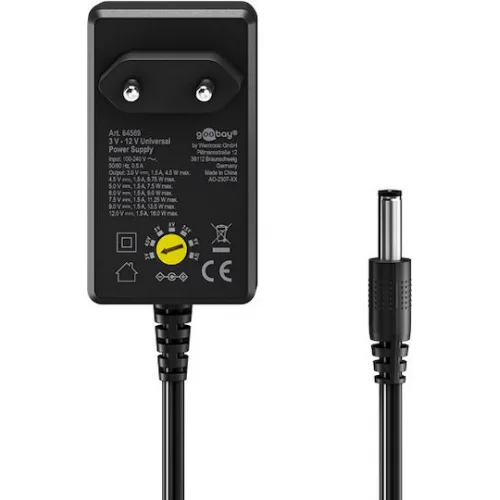 Goobay Ρυθμιζόμενο Universal Τροφοδοτικό 5 2.4A 12W με σετ βυσμάτων (74436)