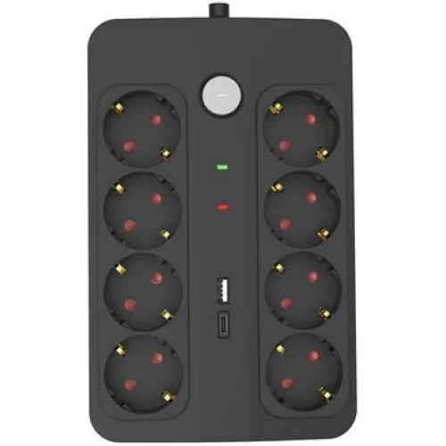 Powertech Πολύπριζο Ασφαλείας 8 Θέσεων με USB-A, USB-C, Διακόπτη και Καλώδιο 1.5m
