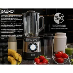 Bruno Μπλέντερ για Smoothies με Γυάλινη Κανάτα 1.8lt 1500W Inox BRN-0254