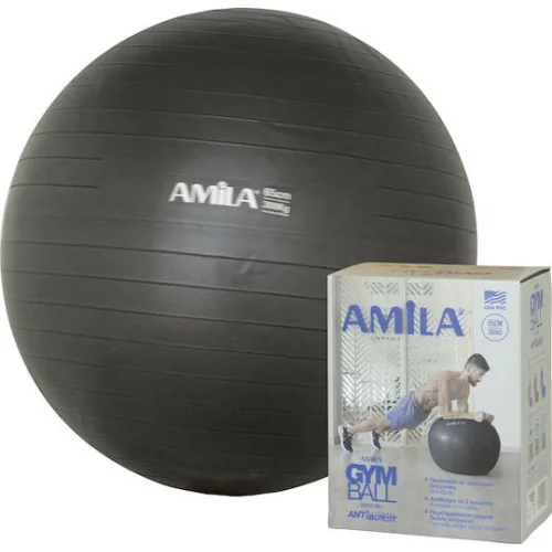 AMILA Μπάλα Pilates 65cm , 1.35kg σε Μαύρο Χρώμα