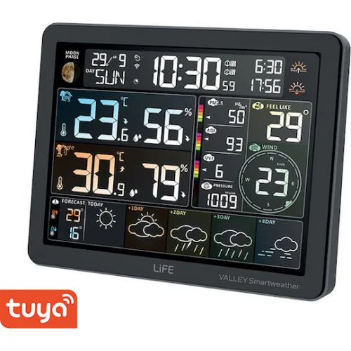 Life 221-0491 Ασύρματος Μετεωρολογικός Σταθμός Ψηφιακός Επιτραπέζιος / Επίτοιχος Λευκός