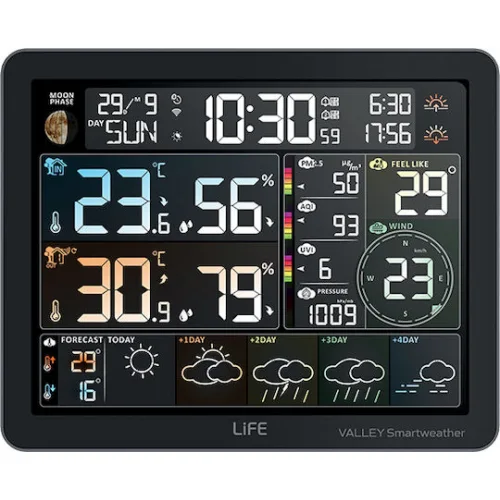 Life 221-0491 Ασύρματος Μετεωρολογικός Σταθμός Ψηφιακός Επιτραπέζιος / Επίτοιχος Λευκός