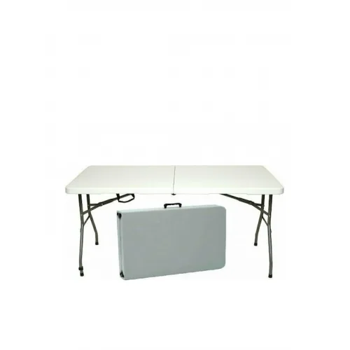 Πλαστικό Τραπέζι Catering Εξωτερικού Χώρου Πτυσσόμενο με Μεταλλικό Σκελετό Λευκό 152x75.5x72εκ.