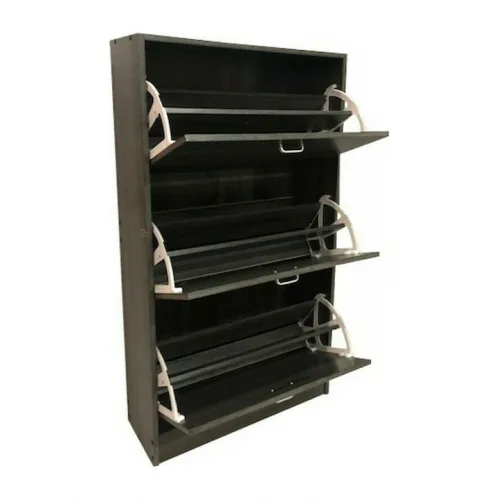 Ξύλινη Παπουτσοθήκη με 3 Ράφια Καφέ Μ63xΠ24xΥ115cm