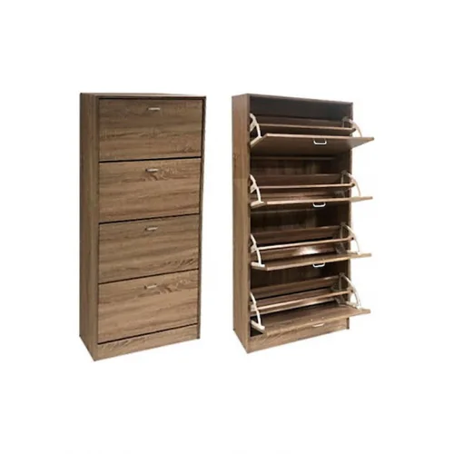 Ξύλινη Παπουτσοθήκη με 4 Ράφια Μπεζ Μ63xΠ24xΥ150cm