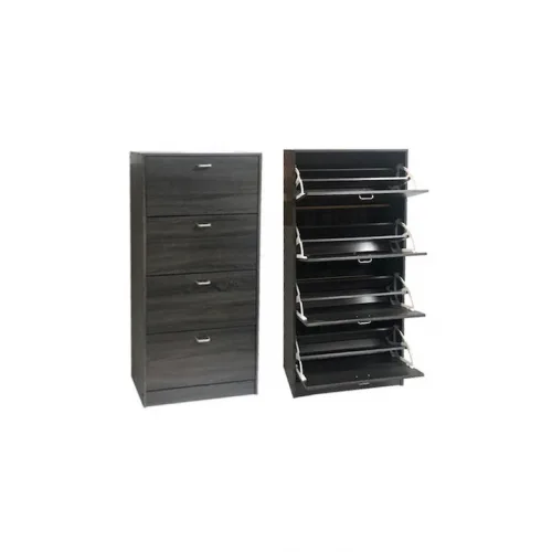 Ξύλινη Παπουτσοθήκη με 4 Ράφια Καφέ Μ63xΠ24xΥ150cm