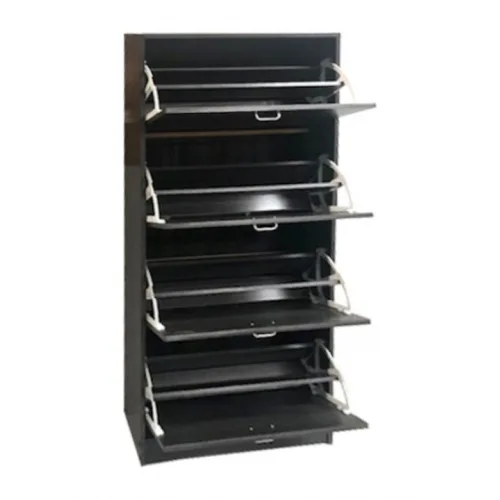 Ξύλινη Παπουτσοθήκη με 4 Ράφια Καφέ Μ63xΠ24xΥ150cm