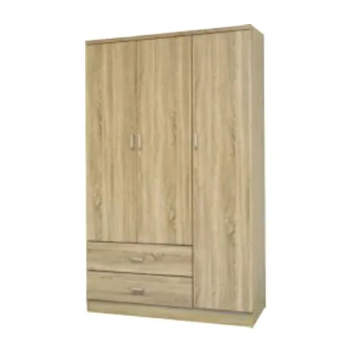 Τρίφυλλη Ντουλάπα Ρούχων Φυσικό 120x52x190cm
