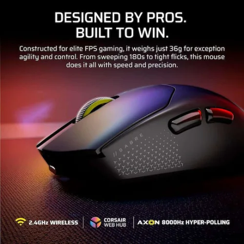 Corsair Sabre V2 Pro Ultralight Ασύρματο Gaming Ποντίκι Μαύρο