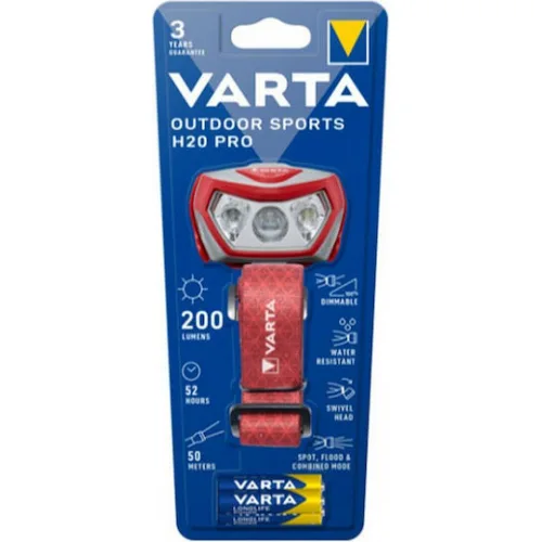 Varta Φακός Κεφαλής LED IPX4 με Μέγιστη Φωτεινότητα 200lm Outdoor Sports H20 Pro 10τμχ