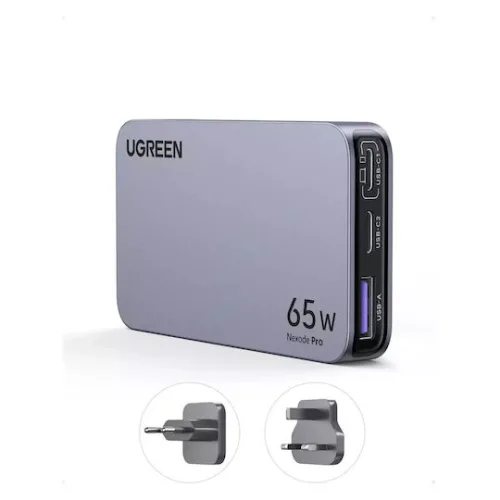 Ugreen Φορτιστής Χωρίς Καλώδιο GaN με Θύρα USB-A και 2 Θύρες USB-C 65W Γκρι (Nexode Pro)