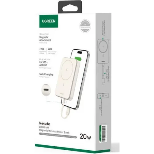 Ugreen PB760 MagSafe Power Bank 10000mAh 20W με Θύρα USB-C Λευκό