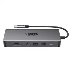 Ugreen CM681 USB-C Docking Station με HDMI/DisplayPort 4K PD Ethernet και σύνδεση 3 Οθονών Ασημί