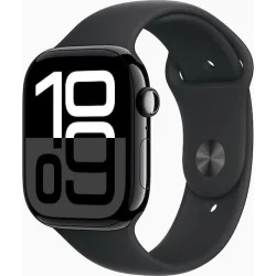 Apple Watch Series 10 Cellular Aluminium 46mm Αδιάβροχο με eSIM και Παλμογράφο (Sport Band Jet Black/Ink)