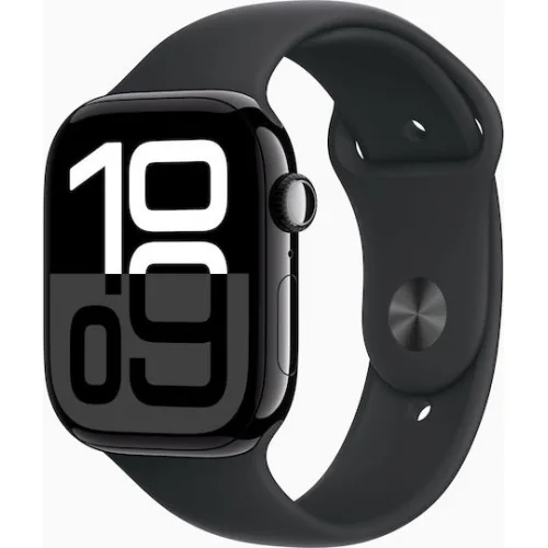 Apple Watch Series 10 Cellular Aluminium 46mm Αδιάβροχο με eSIM και Παλμογράφο (Sport Band Jet Black/Ink)