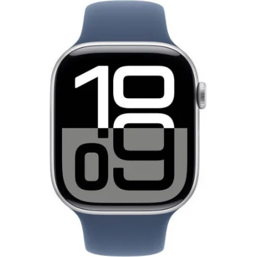 Apple Watch Series 10 Cellular Aluminium 46mm Αδιάβροχο με eSIM και Παλμογράφο (Silver Aluminium Sport Band Denim)