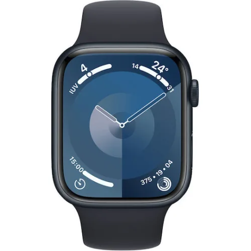 Apple Watch Series 9 Cellular Aluminium 45mm Αδιάβροχο με eSIM και Παλμογράφο (Midnight με Midnight Sport Band (M/L))